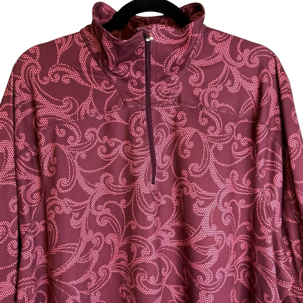 Lands’ End 3X Quarter Zip Performance Pullover Paisley Active Golf Resort Hiking